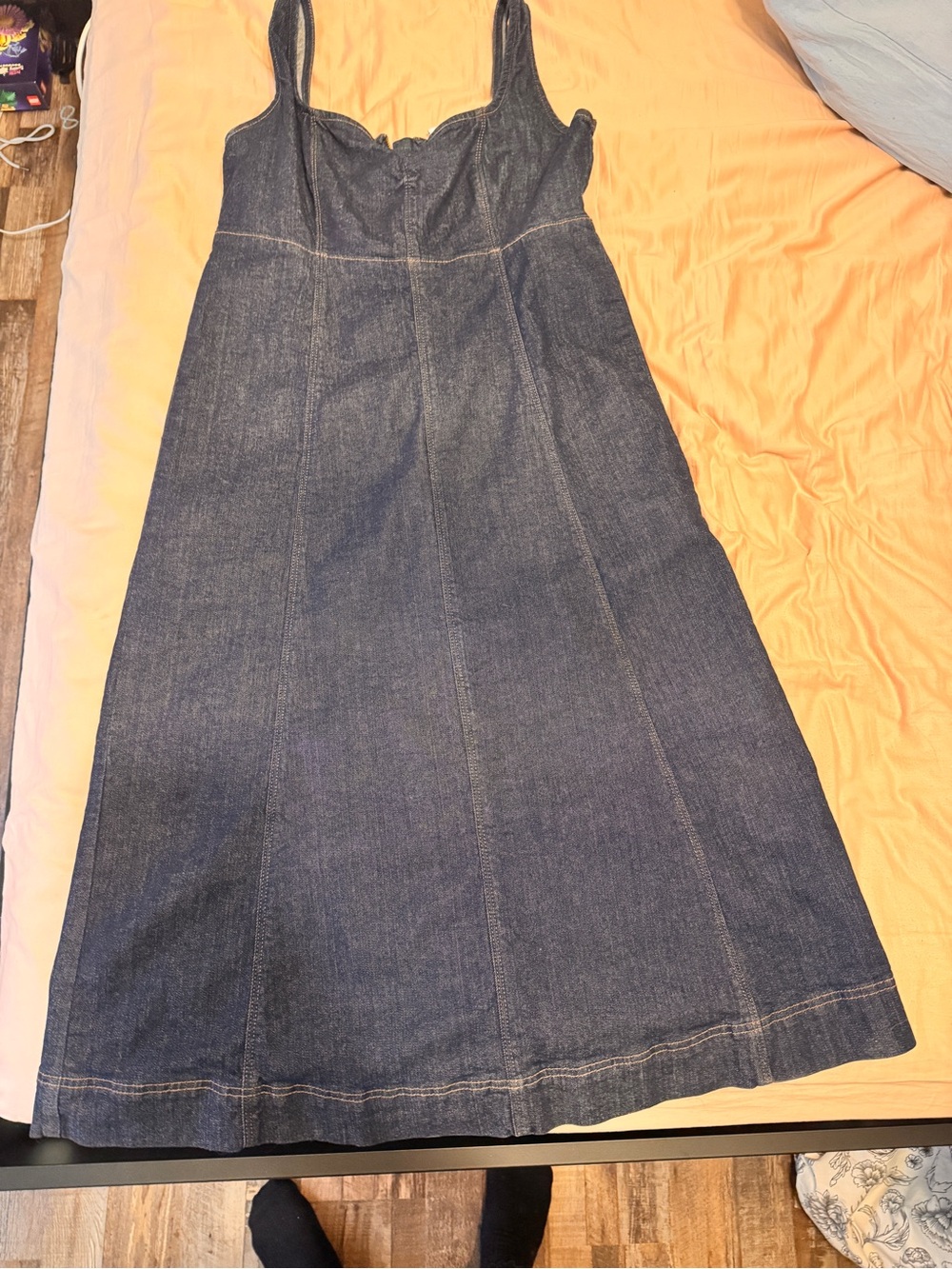 Old Navy Denim A-Line Midi Skirt Dress in Dark Blue